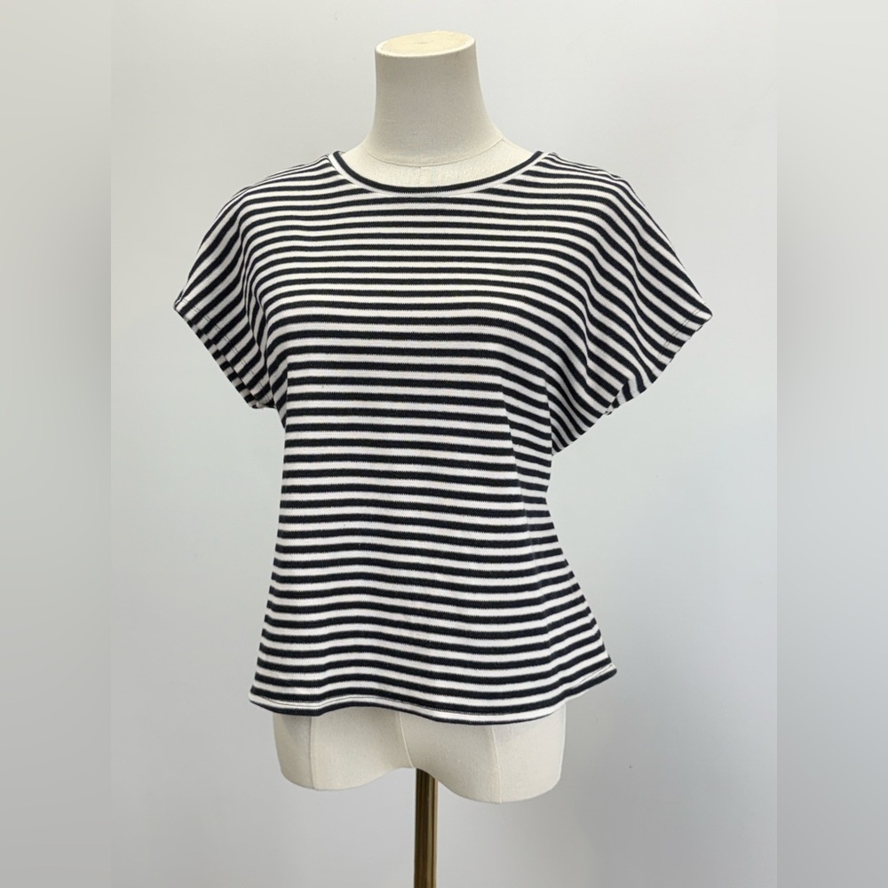 EXPRESS Navy & White Striped Short Sleeve tie back top size S